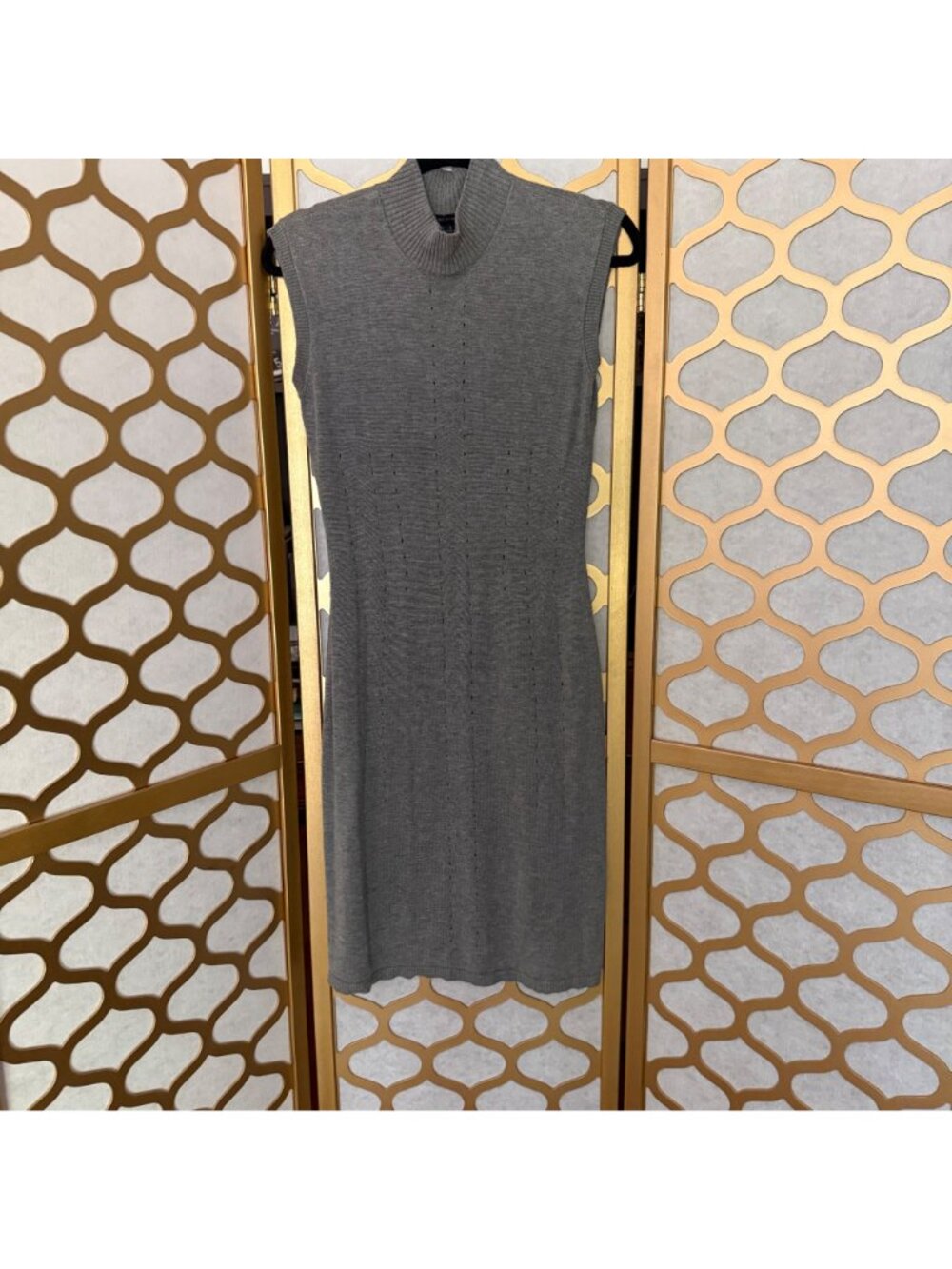Brooks Brothers Size S Gray Wool Blend Sleeveless Mock Neck Sweater Dress - Picture 2 of 16